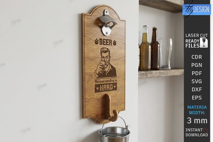Beer Bottle Opener Laser Cut |Wall Decor