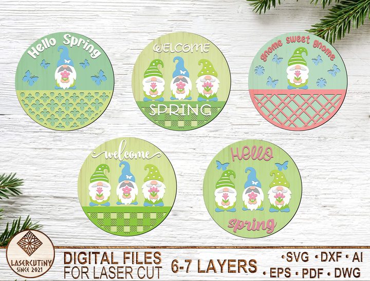 Bundle Hello Spring Wood Signs