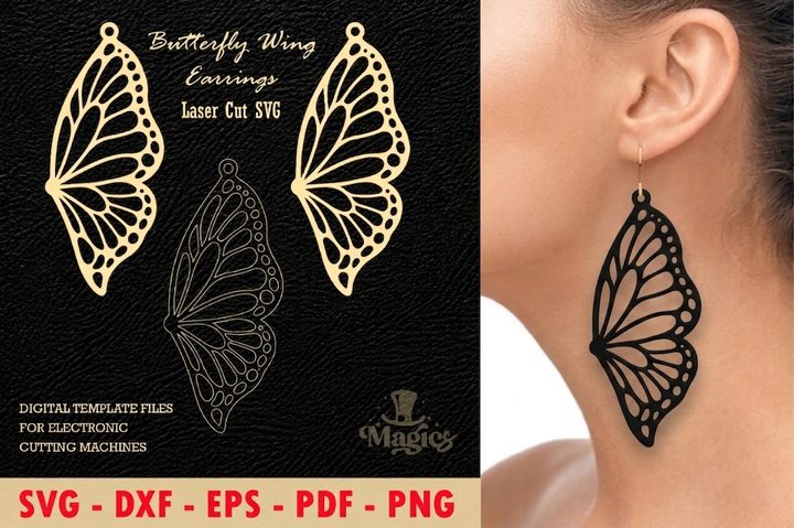 Butterfly Wing Earrings Laser Cut SVG