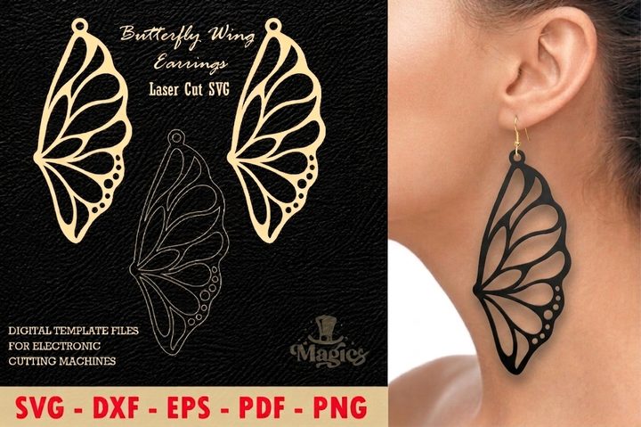 Butterfly Wing Earrings Laser Cut SVG