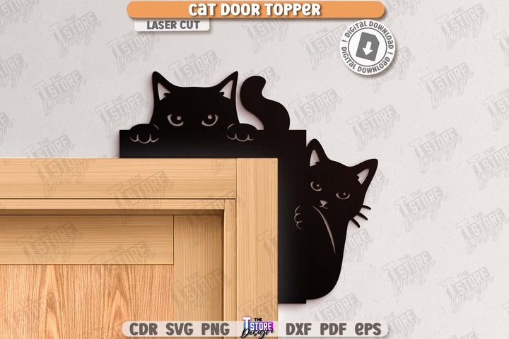 Cat Door Corner Laser Cut | Door Sign