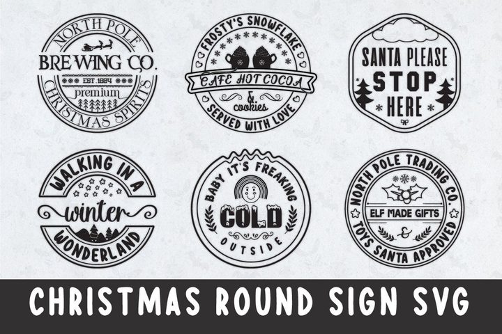 Christmas Round Wood Sign SVG Bundle