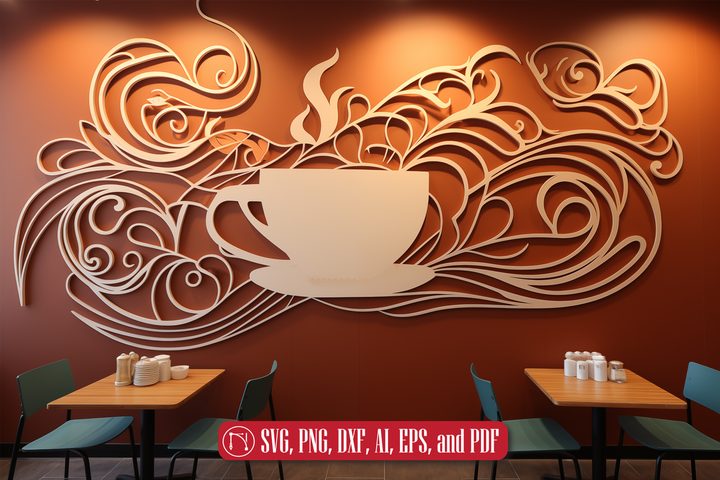 Coffee Shop Laser Cut Decor SVG
