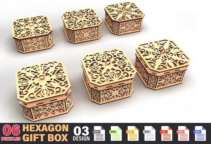 Decorative Hexagon Laser Cut Gift Box 5