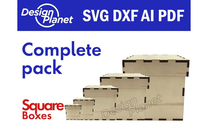 Laser Cut Box Bundle, Square Boxes Lid