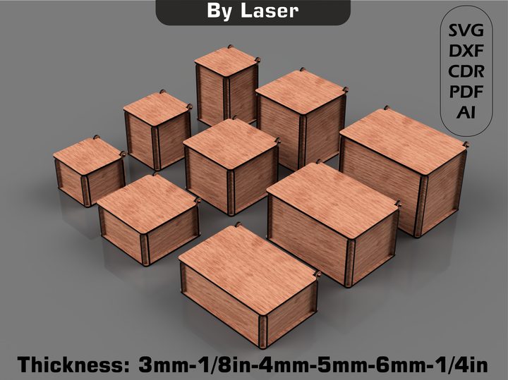 Laser Cut Box Template with Flip Up Lid