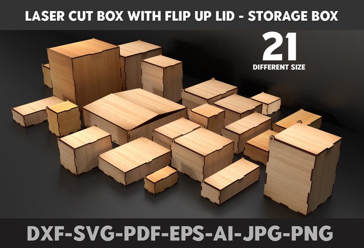 Laser Cut Box with Flip Lid Storage Box
