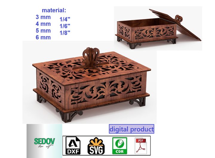 Laser Cut Box with Patterns on Legs
