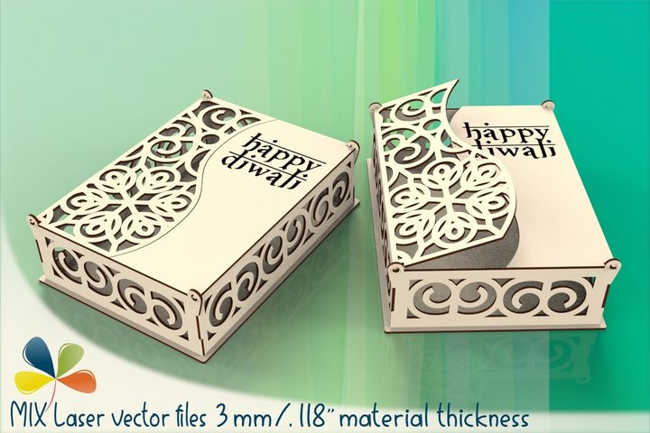 Laser Cut Design Happy Diwali Box SVG