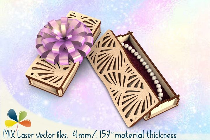 Laser Cut Gift Box Layered Botanical Lid
