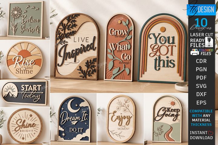 Motivational Wall Sign Laser Cut Bundle