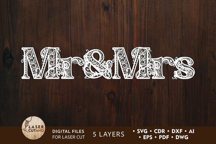 MR & MRS Laser Cut Wedding Cut Letters
