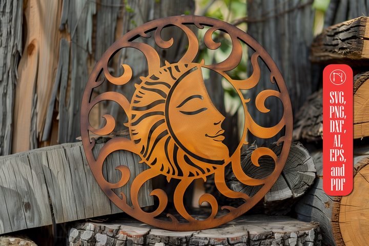 Mystical Sun Laser Cut Decor SVG