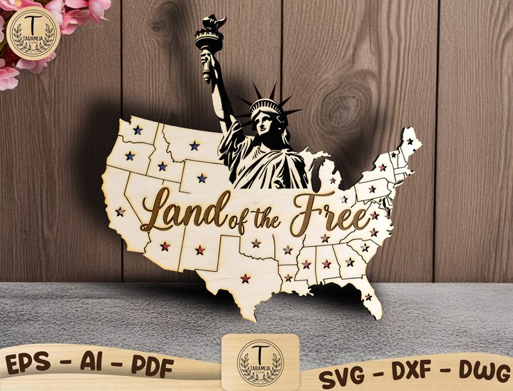 Patriotic Layered Wood Art Laser Cut Svg