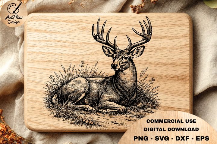 Resting Deer Engraving SVG