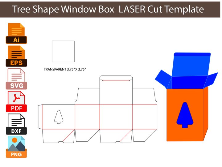 Tree Shape Window LASER CUT Box Template