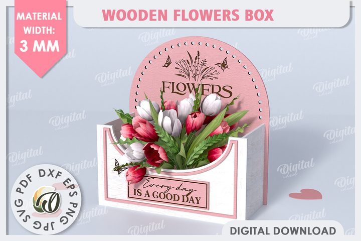 Wooden Flower Box LaserCut. Gift Box SVG